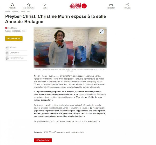 Ouest France-04-2022 Christine Morin