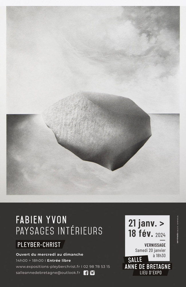 Fabien Yvon expose à Pleyber-Christ dans la salle d'expo Anne de Bretagne, dès le 21 janvier 2024 - Affiche